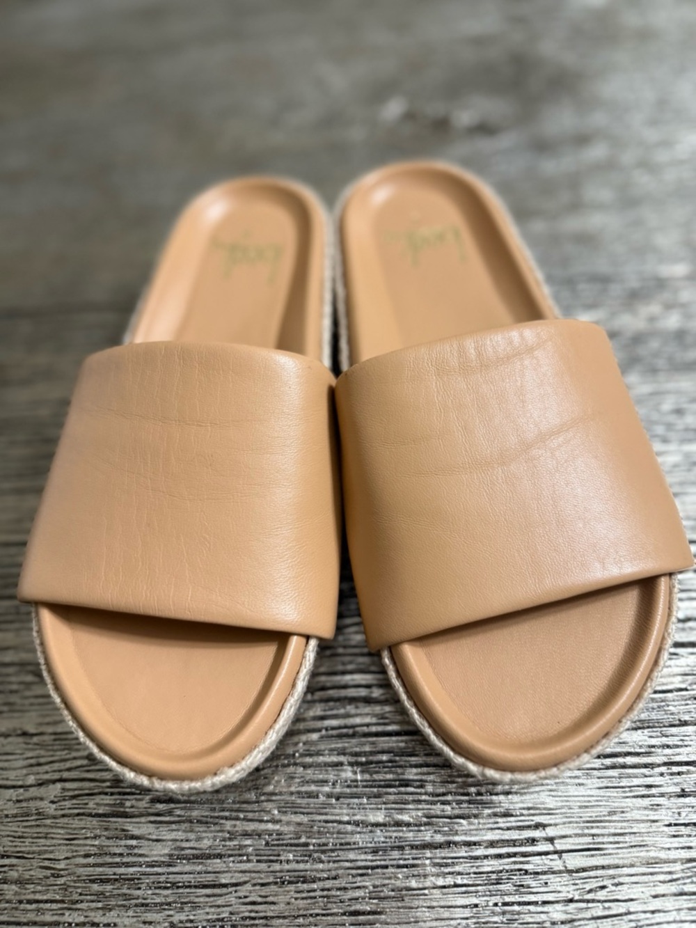 Beek Pelican Jute Platform slide sandals size 5